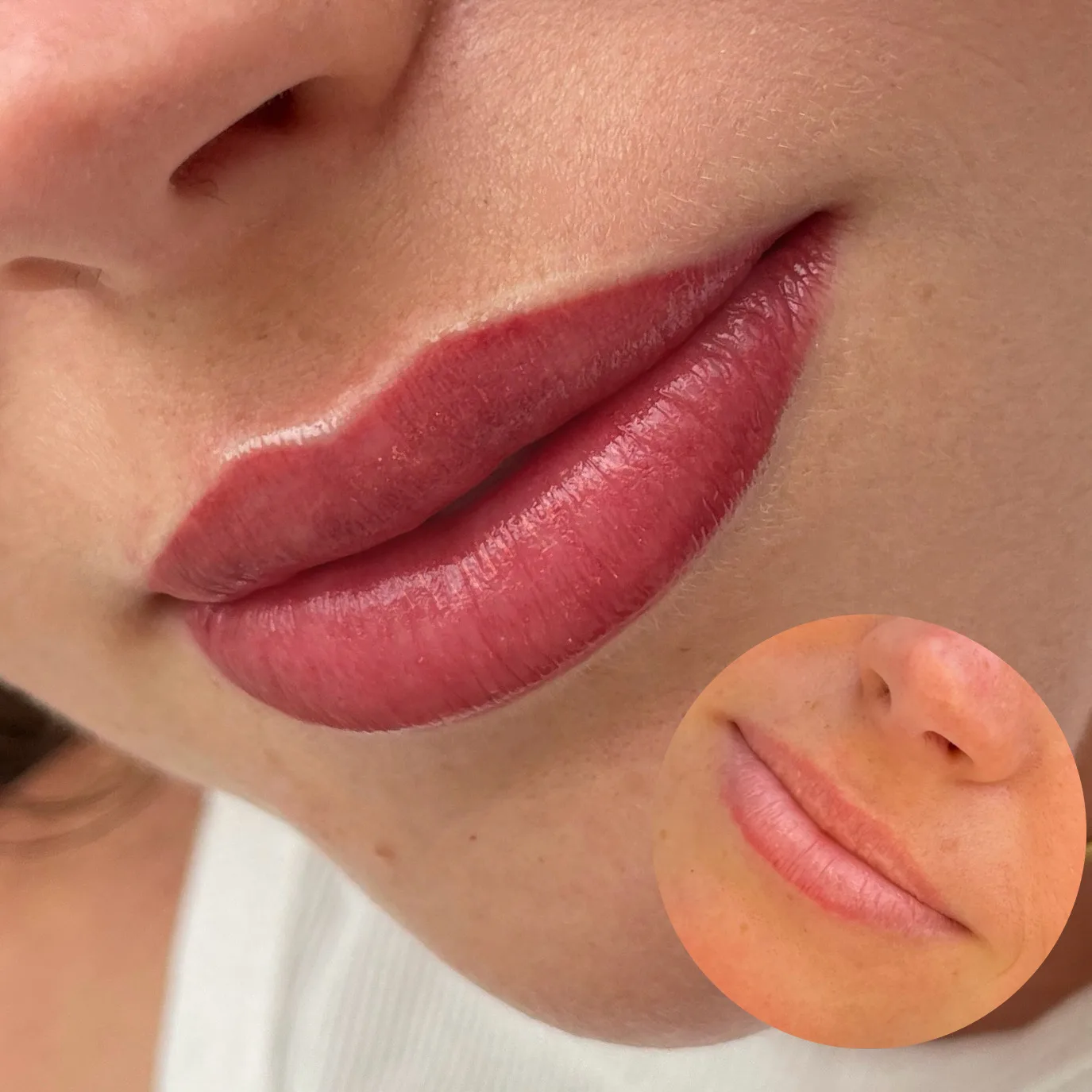 Lip blush result with circular before inset